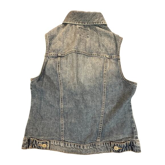 Old Navy Denim Vest Womens Medium Sleeveless 100% Cotton Button Front Vintage - Picture 2 of 12